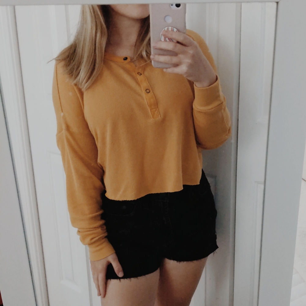 Out From Under Emmy Cropped Henley Top